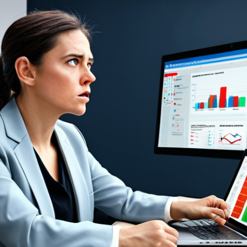 Home 18 A professional businesswoman with a perplexed expression, fully clothed in a modest business suit, sitting at a desk in a chaotic digital workspace. Multiple open laptop screens and tablets display fragmented, conflicting, and unverified information, symbolizing superficial information consumption and the pitfalls of information junk food. The background is a modern office. Perfect anatomy, correct proportions, natural pose, well-formed hands, proper finger count, natural body proportions, safe for work, appropriate content, fully clothed, professional, high quality, realistic.